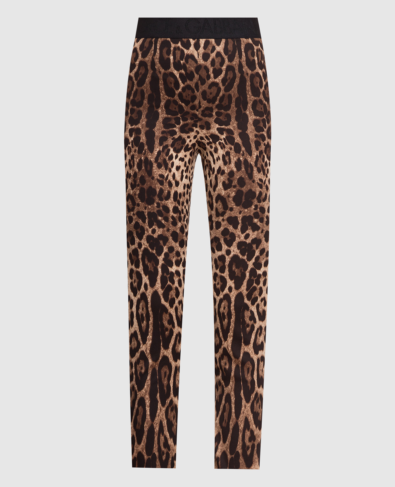 Brown leopard print silk leggings dolce&gabbana