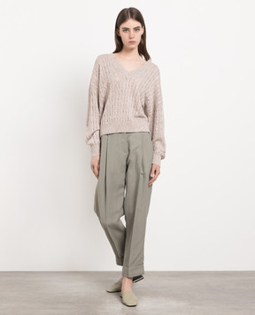 Brunello Cucinelli Gray pants with monil chain MH126P8254