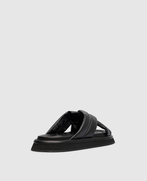 Dolce&Gabbana Black flip-flops with textured logo A80329AD437