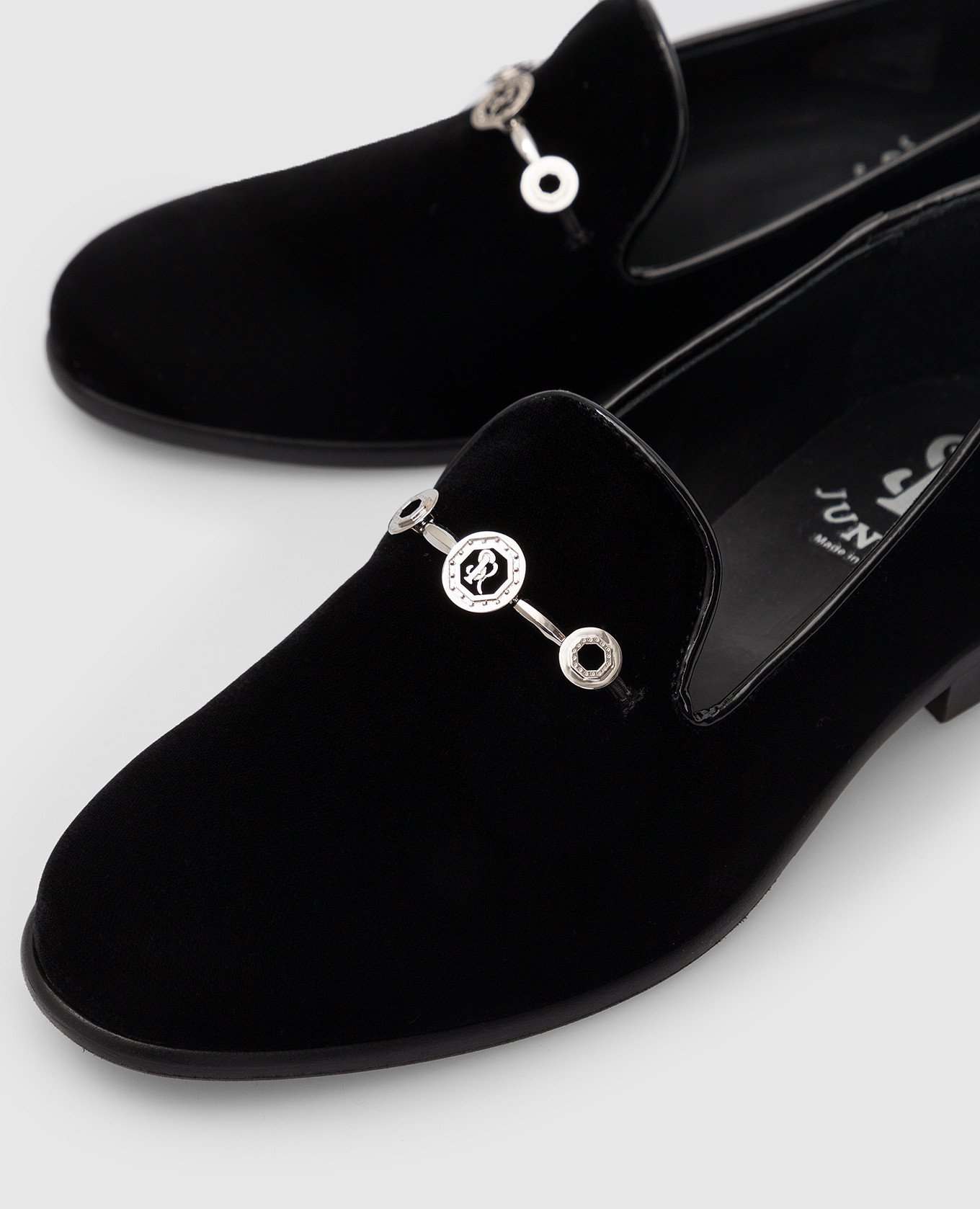 

Children's black velor slippers Stefano Ricci