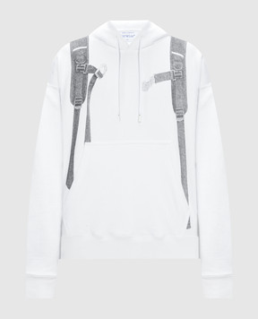 Off-White White Backpack hoodie with print OMBB085F23FLE031