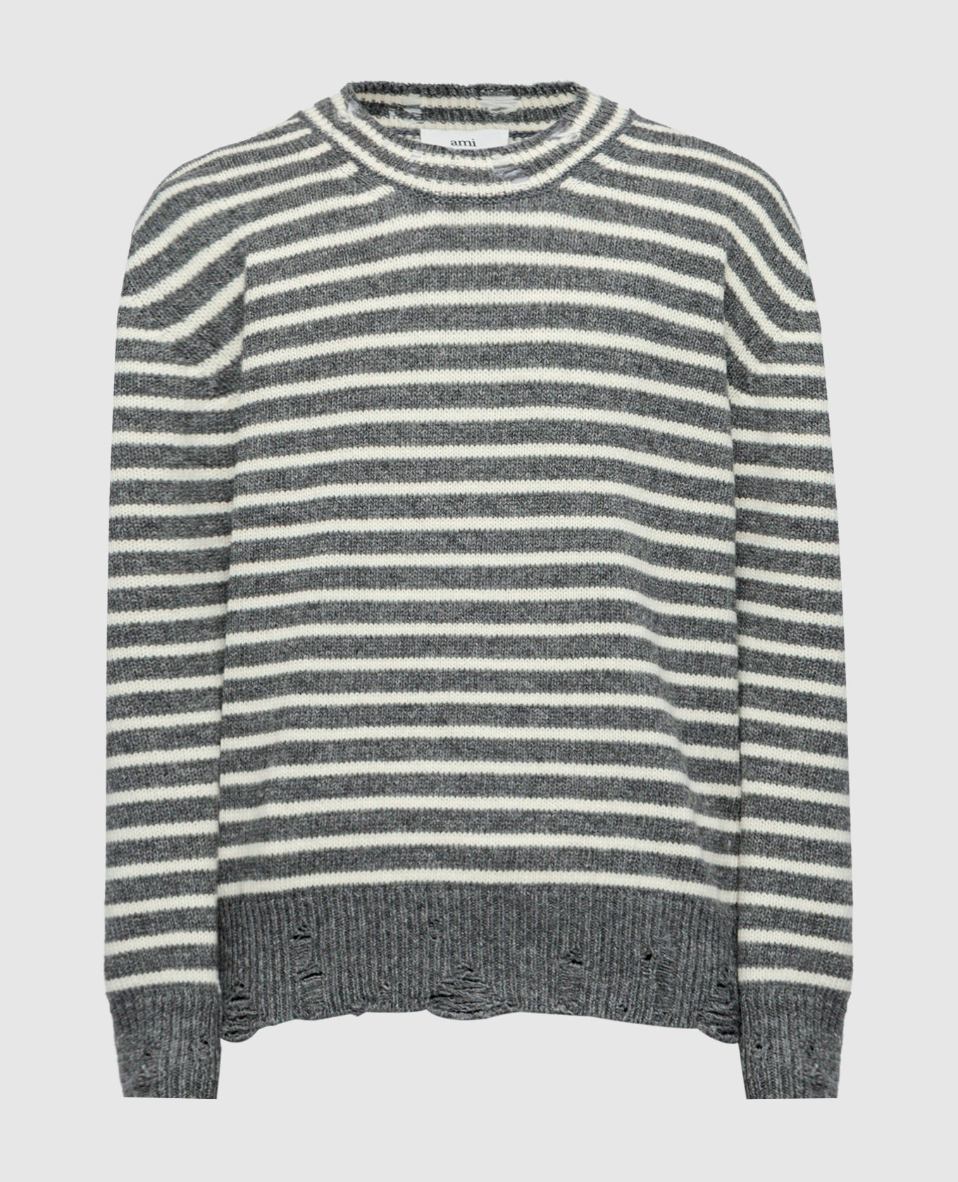 

Gray striped wool sweater with slits Ami Paris, Серый
