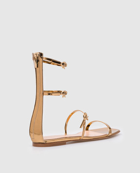 Gianvito Rossi Ribbon Downtown gold leather sandals G6171505CUOMET