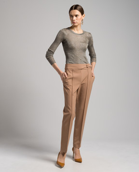 Ermanno Scervino Brown pants made of wool with a strap D436P311IDF