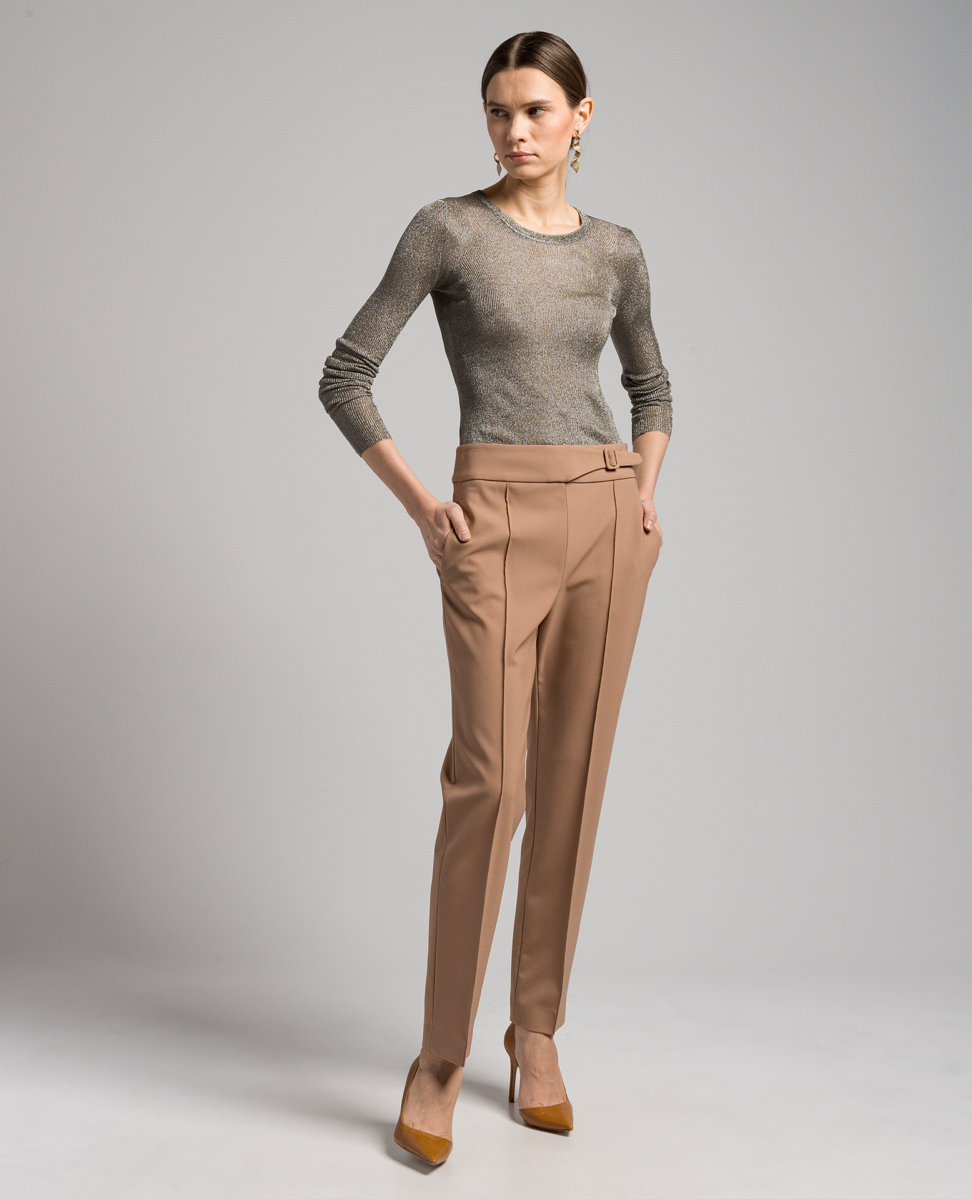 Brown pants made of wool with a strap Ermanno Scervino 2