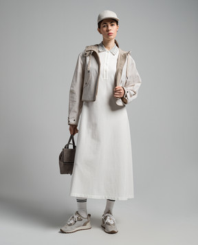 Brunello Cucinelli White logo embroidered polo dress with lurex M0T63A5209
