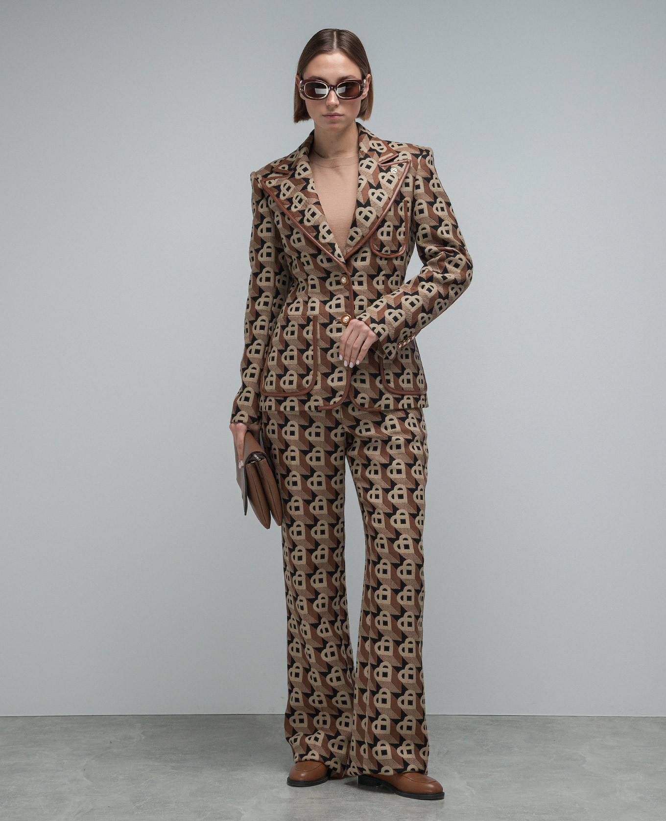 Brown heart jacquard wool jacket Casablanca 2