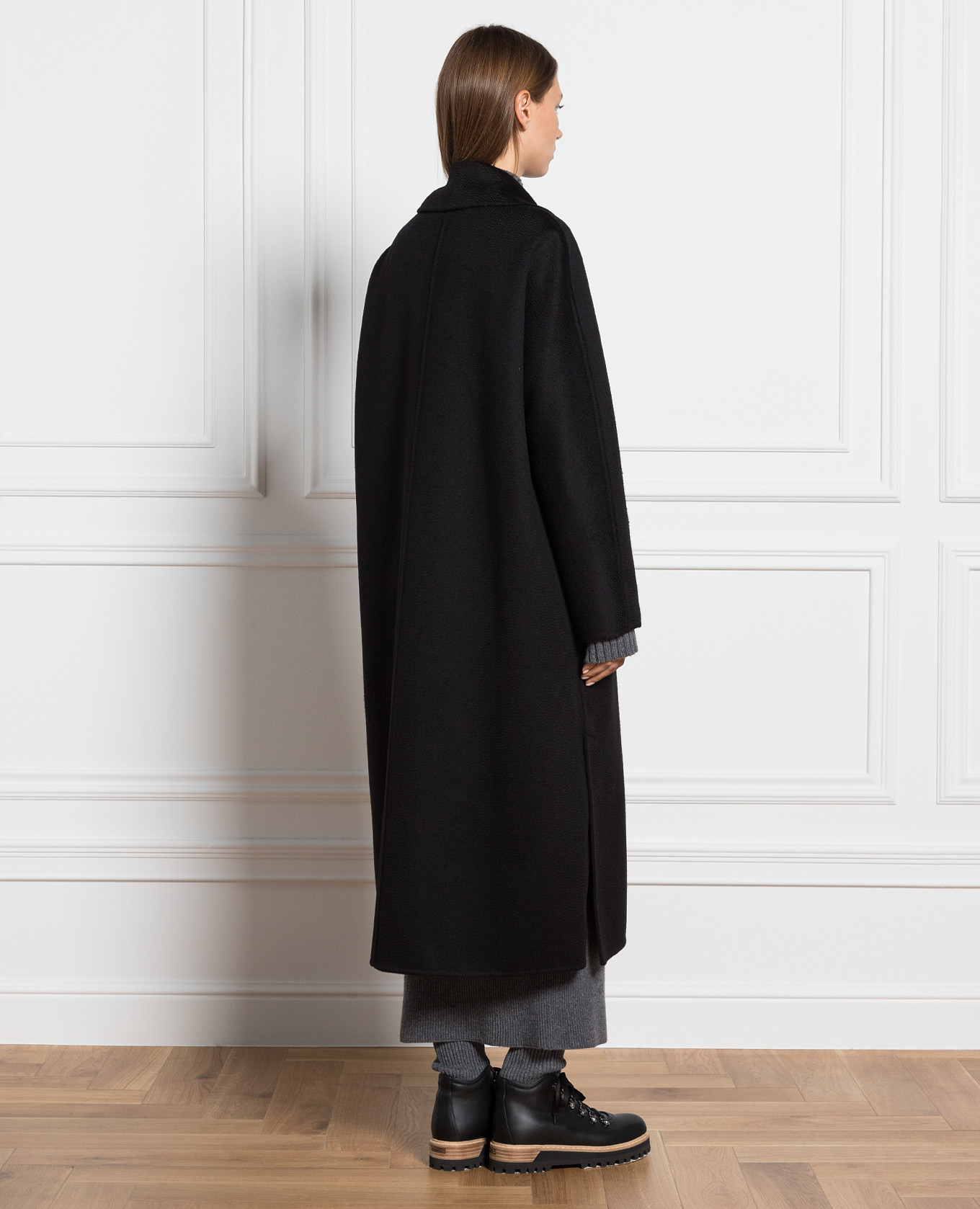 Black double-breasted cashmere coat COLOMBO 4