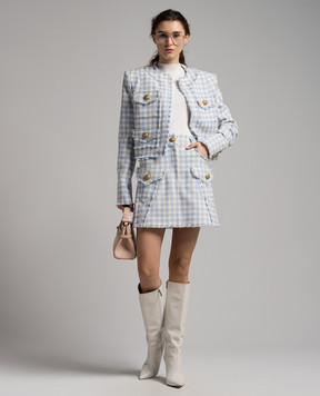 Balmain Checkered tweed skirt CF1LA375CE70