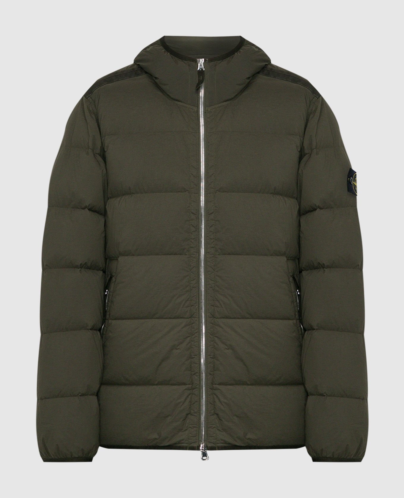 Reducere Stone Island Khaki down jacket with logo