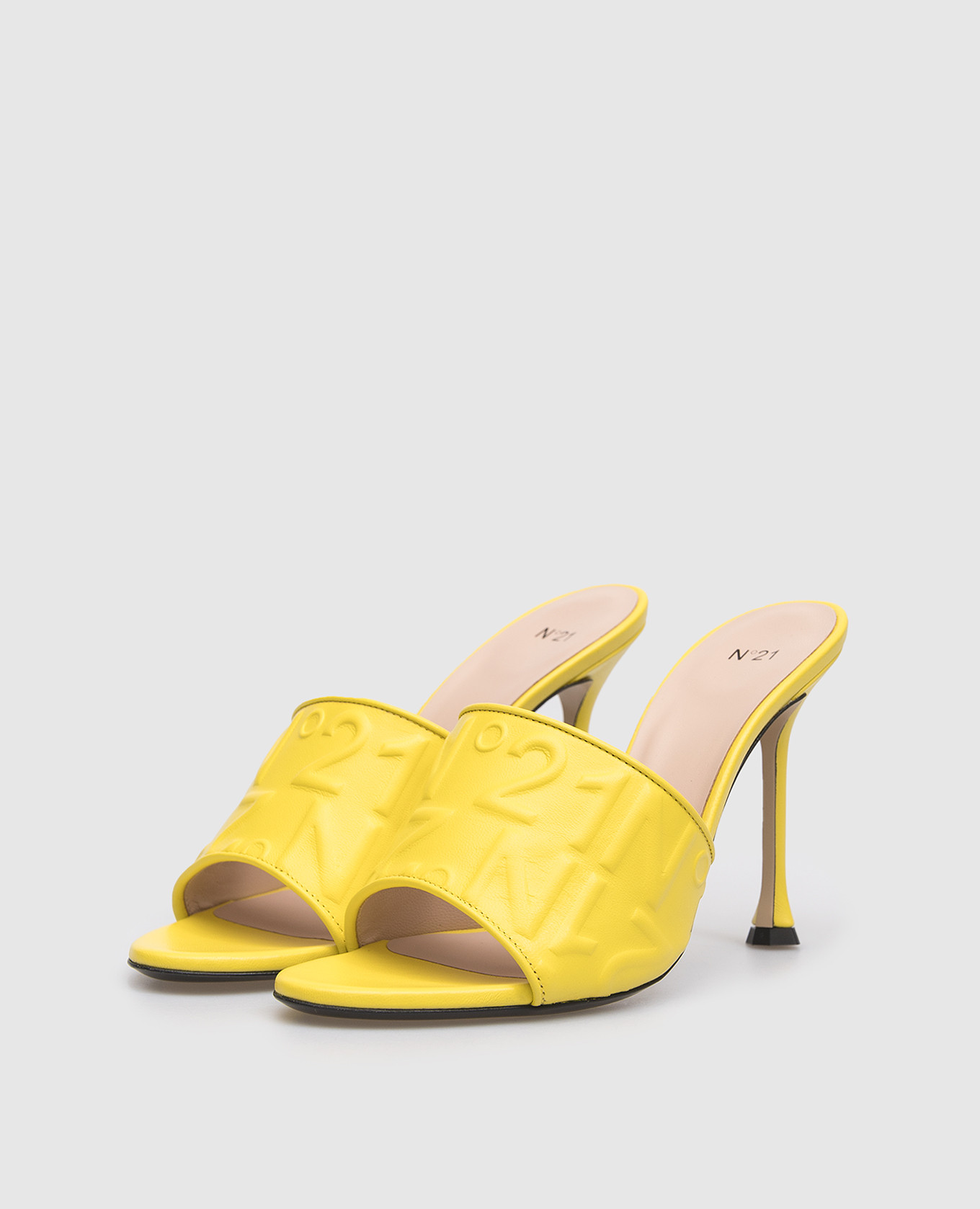

Yellow leather mules with embossed logo N21