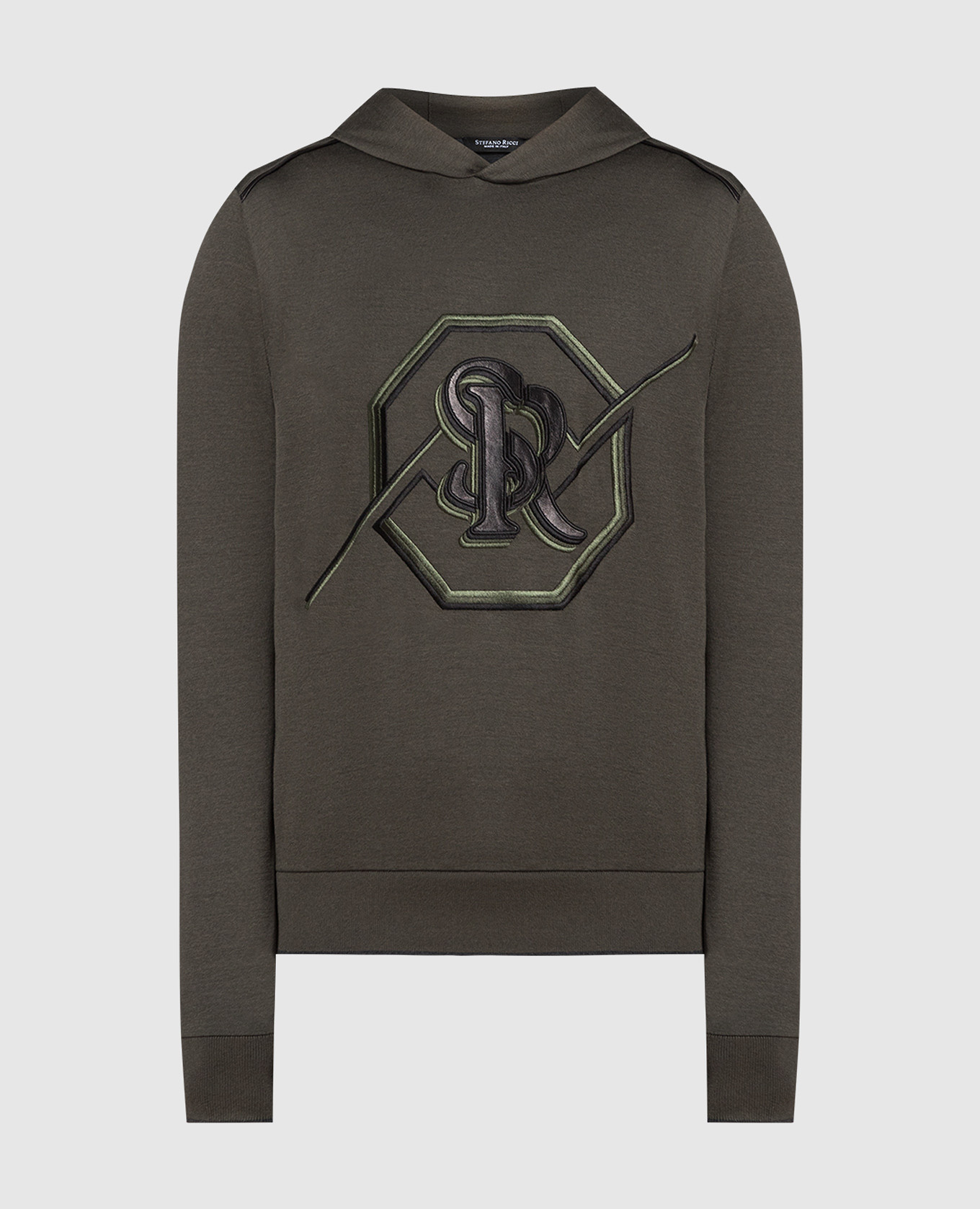 

Khaki Logo Hoodie Stefano Ricci, Хаки