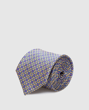 Stefano Ricci Children's silk set of a tie and a scarf in a geometric pattern YDX29003
