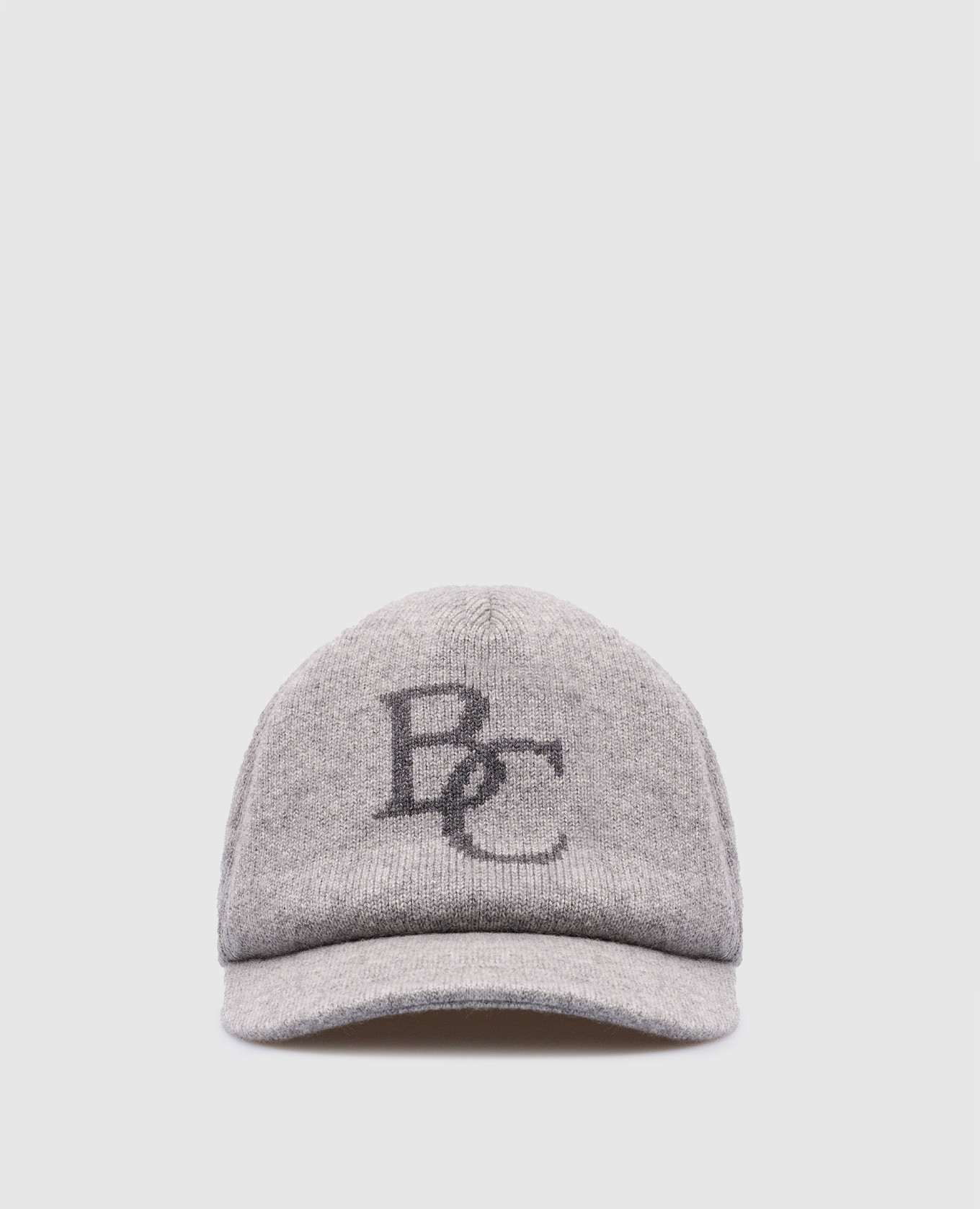 

Gray cashmere cap with monogram pattern Brunello Cucinelli, Серый