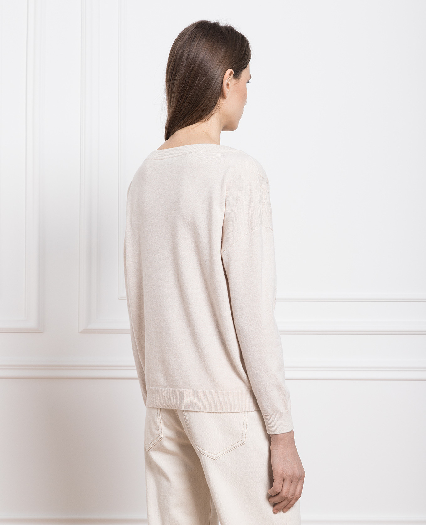 Beige wool, cashmere and silk pullover with sequins Brunello Cucinelli 4