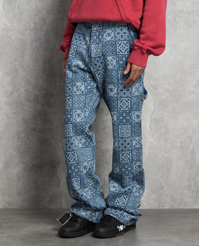 Off-White Blue flared jeans in Maiolica print OMYA161G23DEN001