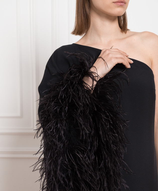 Taller Marmo - Black maxi dress with ostrich feathers CORE02 - shop with  Hungary delivery at Symbol