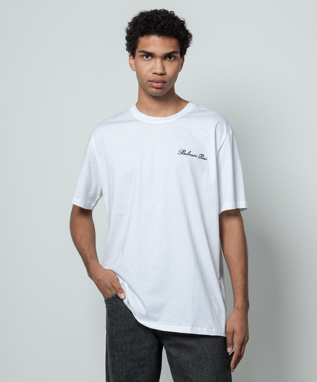 Balmain White t shirt with logo embroidery CH1EG010BC68 buy with Slovakia delivery at Symbol