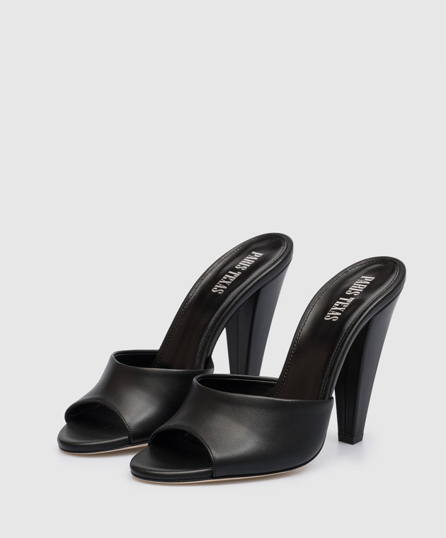 VIP【関税送料無料】希少 PARIS TEXAS LEATHER MULES Paris Texas - Black & White Python Embossed Leather Mule, 80mm