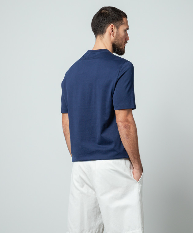 Tシャツ・カットソー BRUNELLO CUCINELLI Men T-shirt Blue 1 M0B137427 CW893 Brunello Cucinelli - Blue t-shirt with logo print M0B138482