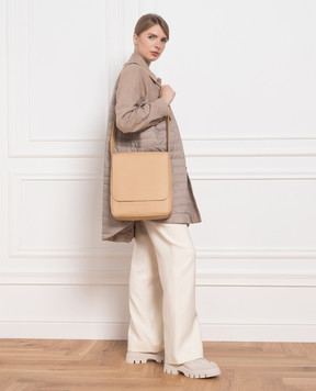 The Row Avery Beige Leather Messenger Bag W1312L129