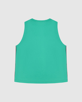 Balmain Children's green t-shirt with textured logo BU8Q82Z0082410
