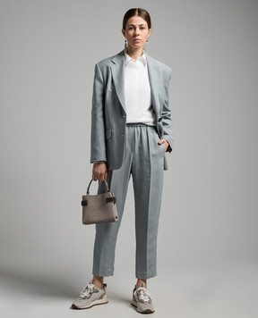 Brunello Cucinelli Blue linen jacket with monil chain MH1262555