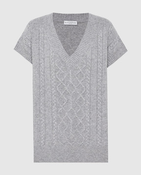 Ballantyne Gray melange vest made of wool in a textured pattern B1S1117W113
