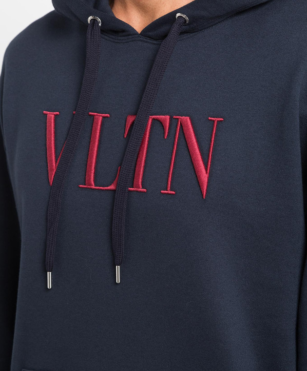Valentino - VLTN Navy Embroidered Hoodie 1V3MF14F8MB - shop with