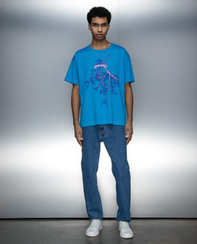 Givenchy Blue t-shirt with logo print BM71JB3YJA