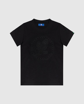 Stefano Ricci Children's black t-shirt with logo embroidery YNH7400340803