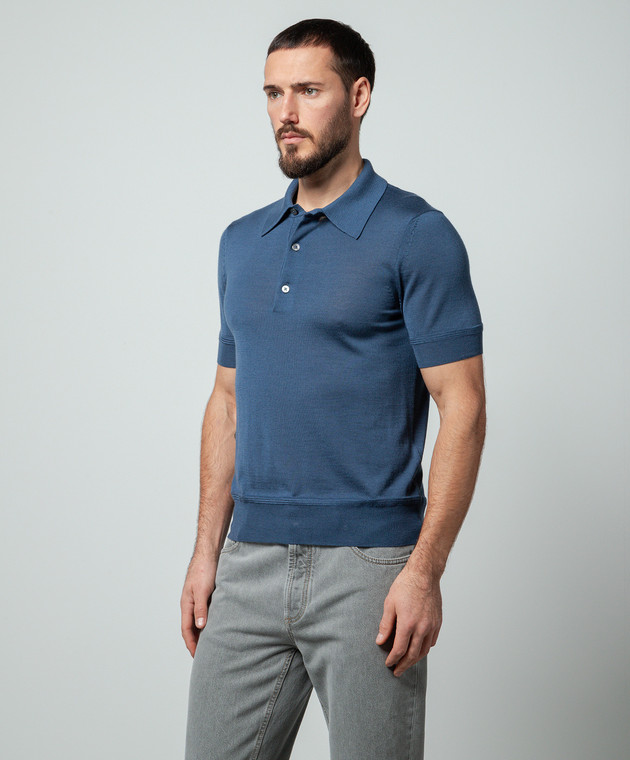 TOM FORD ポロシャツ ブルー イタリア製　カシミヤ×シルク Tom Ford - Blue cashmere and silk polo shirt KPS001YMK005S23