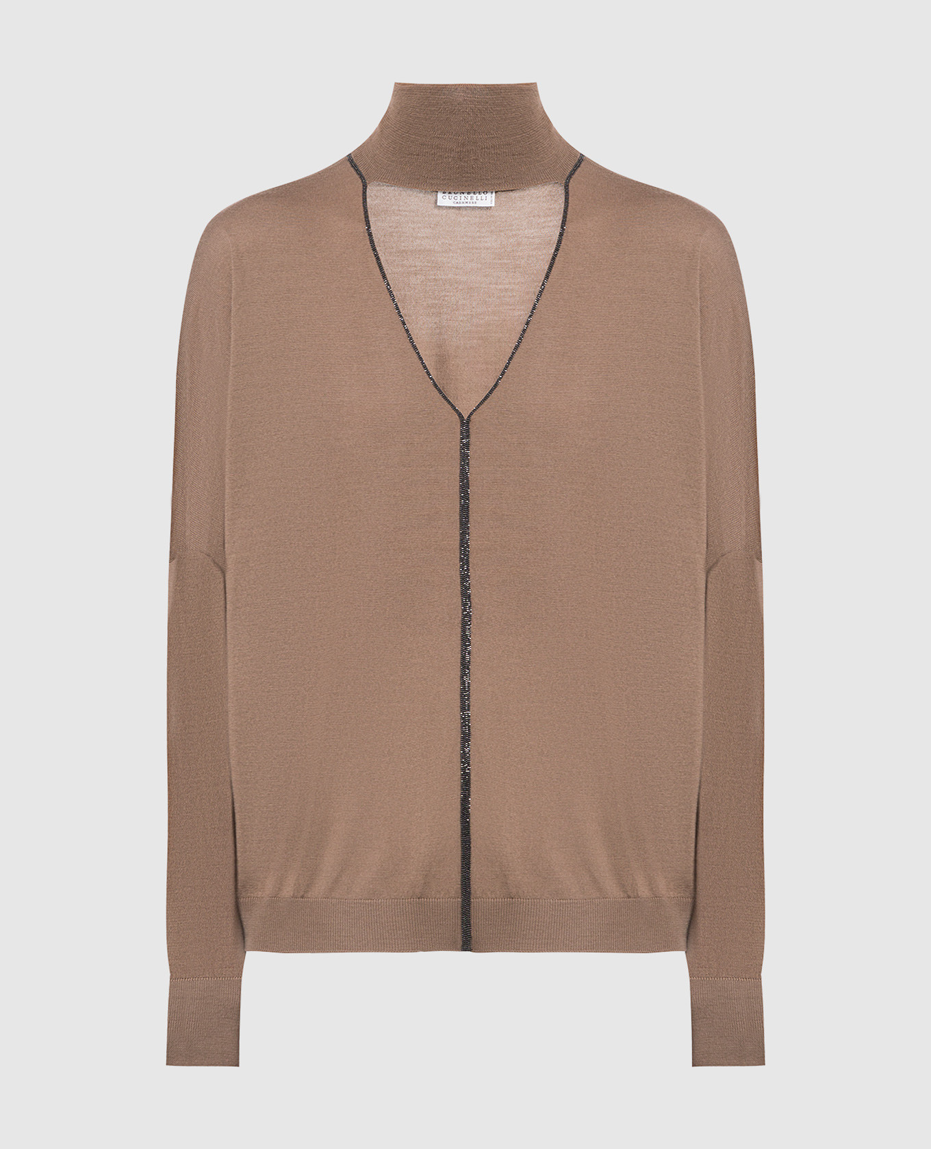 

Brown wool and cashmere pullover with eco-brass Brunello Cucinelli, Коричневый