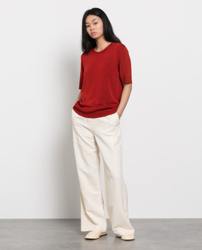 The Row Light beige silk and linen palazzos 6024W2166
