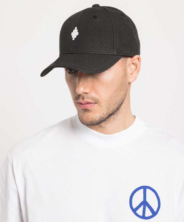 Marcelo Burlon - Gray cap with contrasting logo embroidery 