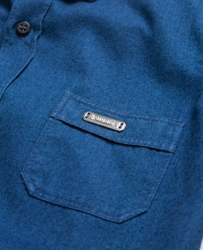 Stefano Ricci Children's blue shirt with metal logo YC003197EX1500