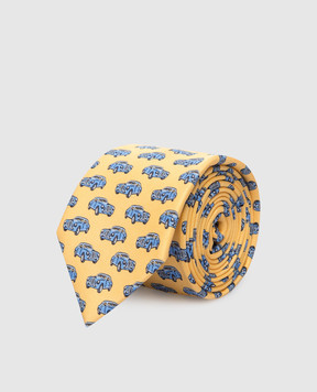 Stefano Ricci Children's yellow silk set of patterned tie and shawl YDHNG400