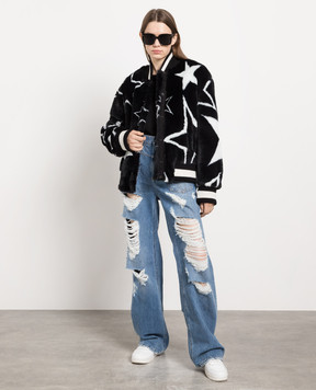 Dolce&Gabbana Black bomber jacket in contrasting print F9G73FFJPAS