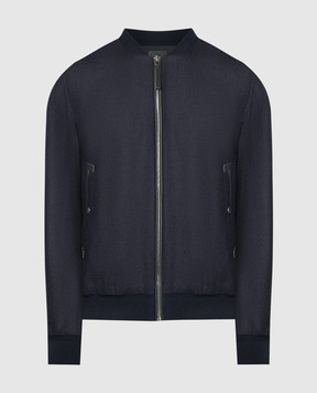 Agnona Blue double sided silk bomber jacket TH07U2RU4036