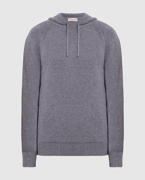 Cashmere&Whiskey Gray cashmere hoodie MU8651305341R