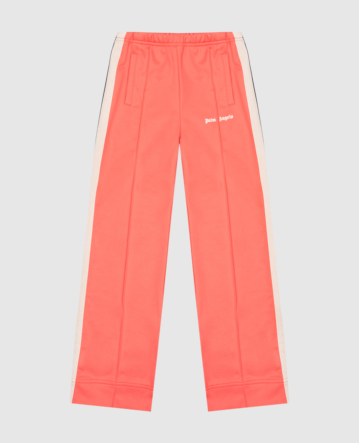 Children's orange track pants with stripes and logo palm angels