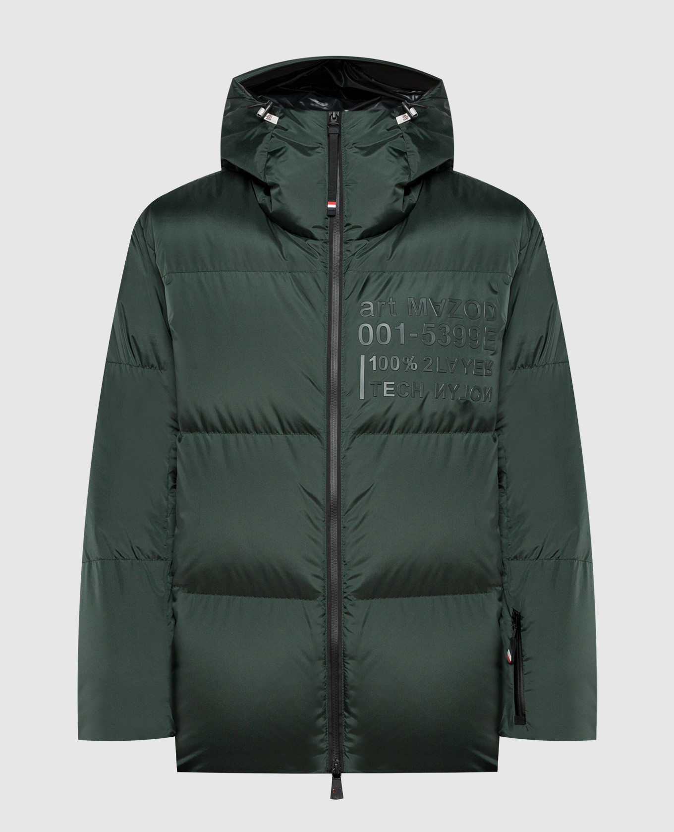 Mazod green down jacket with textured logo moncler grenoble
