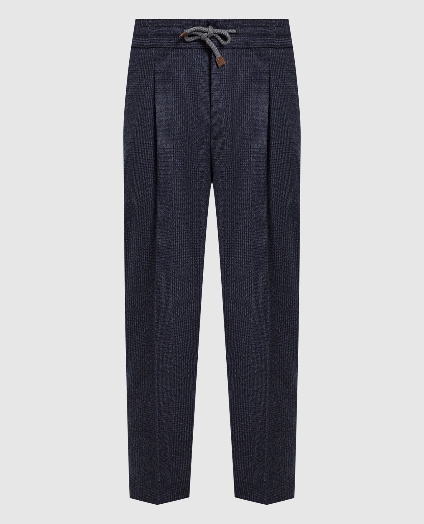 

Navy check wool trousers Brunello Cucinelli, Blue