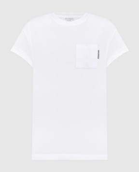 Brunello Cucinelli White t-shirt with monil chain M0T18BB300