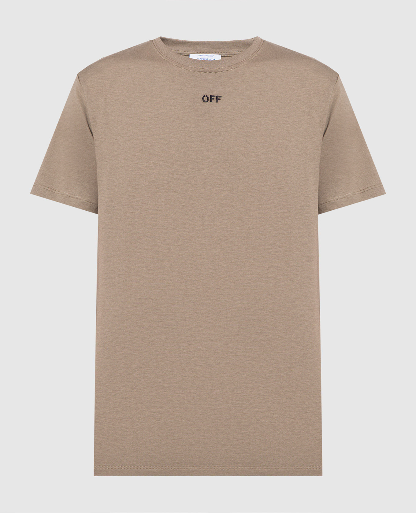 Khaki t-shirt with embroidery off-white