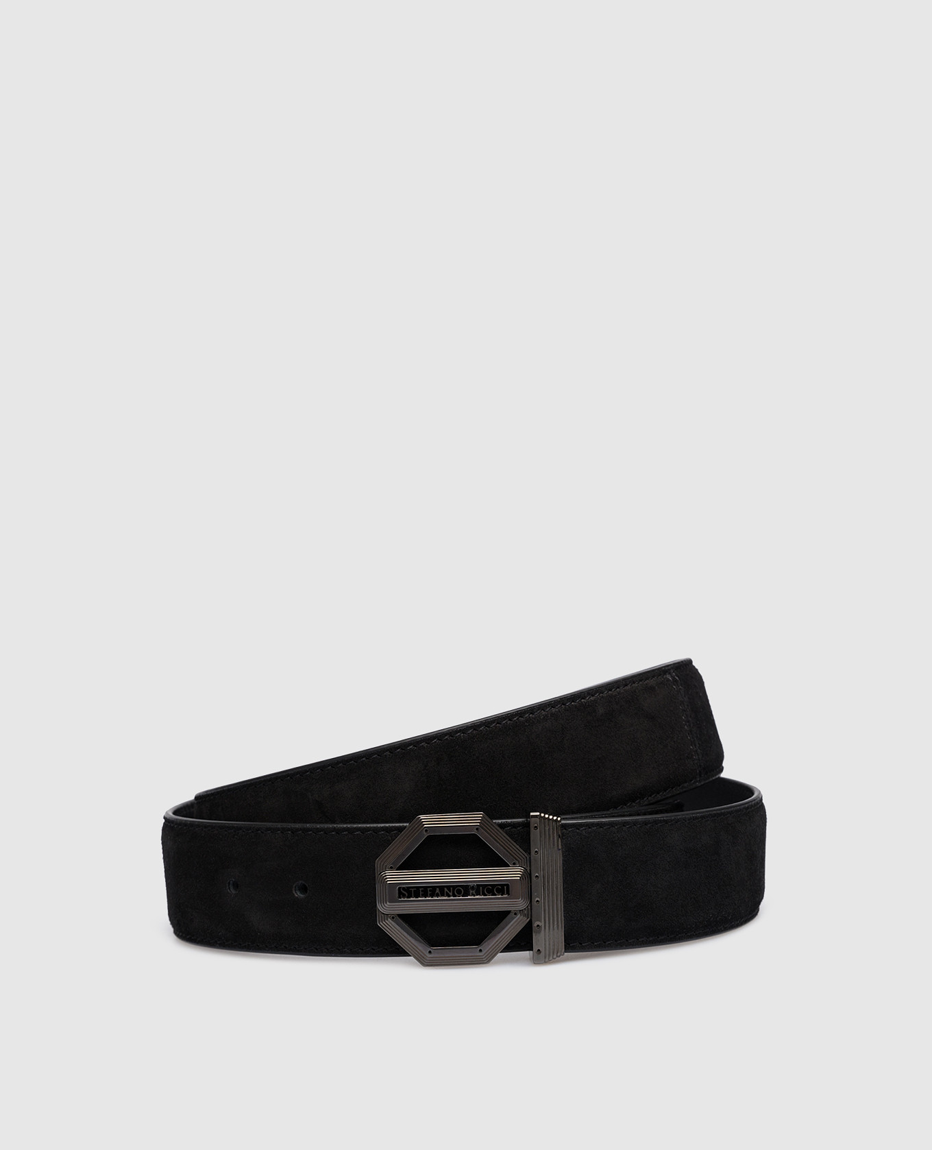 Black suede belt stefano ricci
