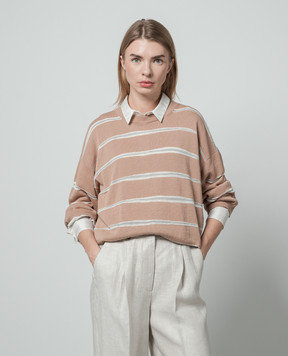 Peserico Brown striped jumper with lurex S99163F129056M