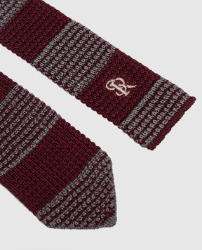 Stefano Ricci Children's burgundy striped silk tie YCRMTSR2916