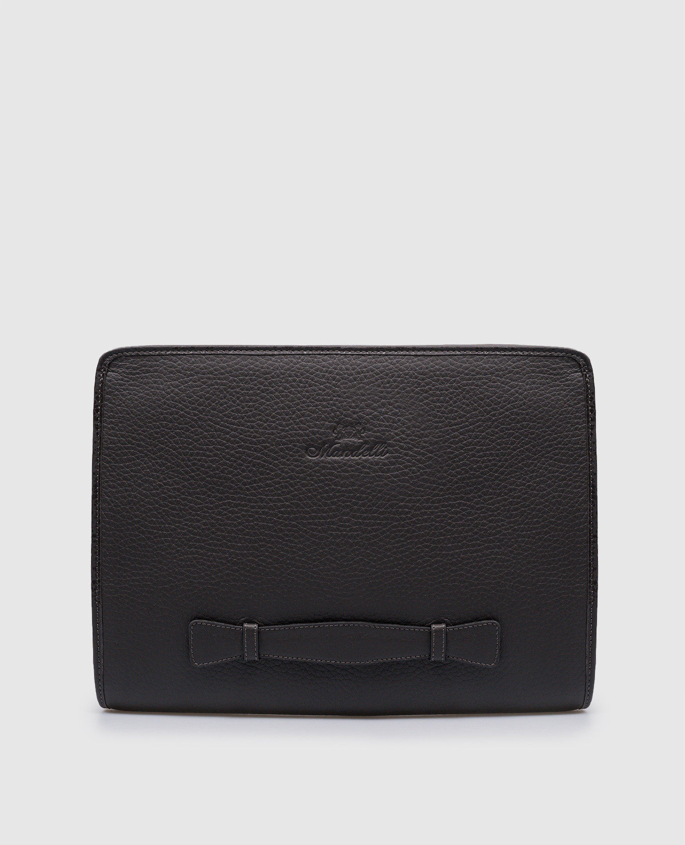 

Brown leather document folder with logo Enrico Mandelli, Коричневый