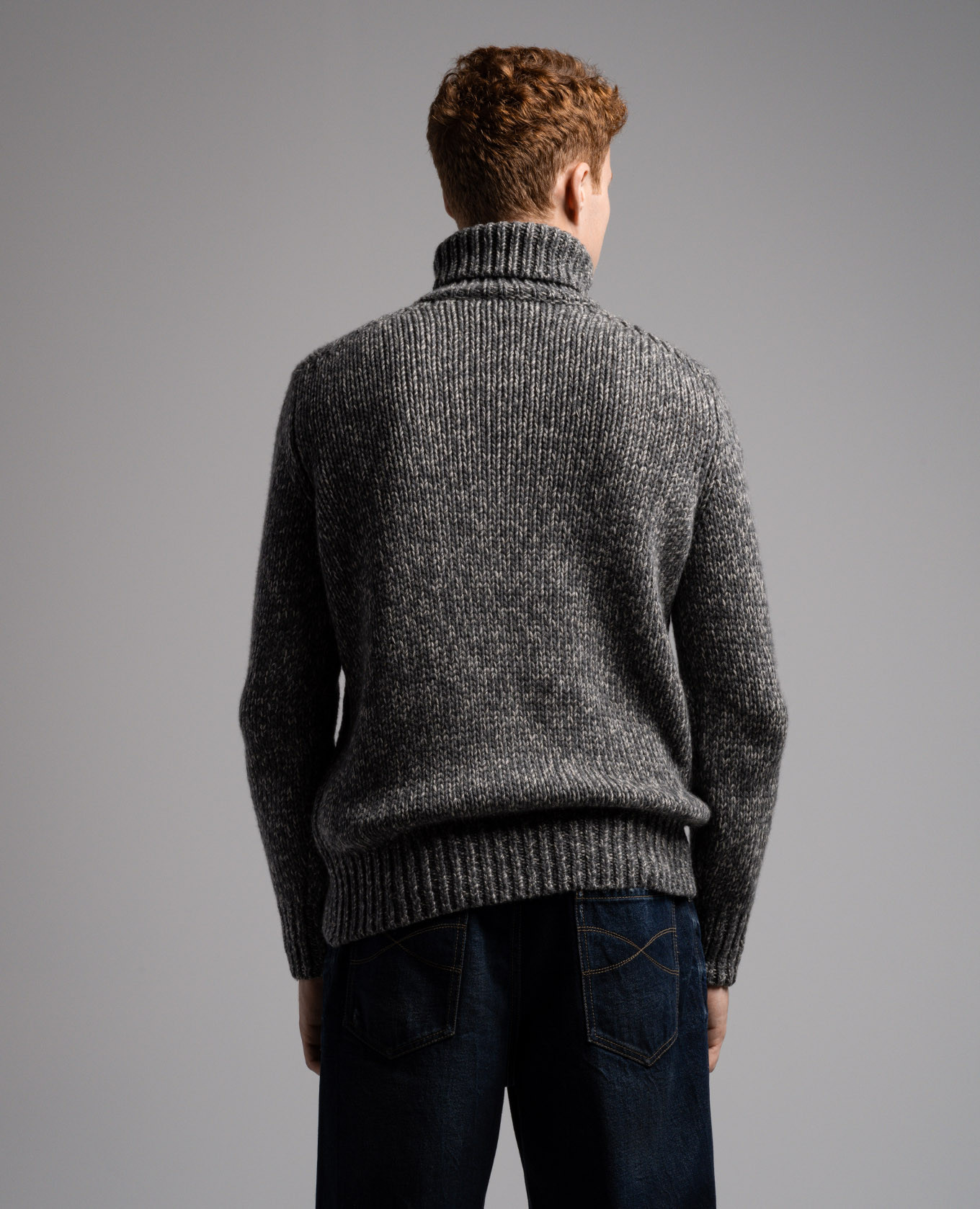 

Gray melange cashmere sweater with a textured pattern Brunello Cucinelli, Grey